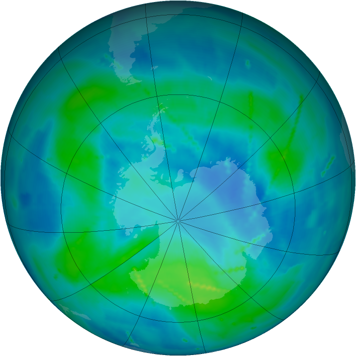 Antarctic ozone map for 08 March 2011